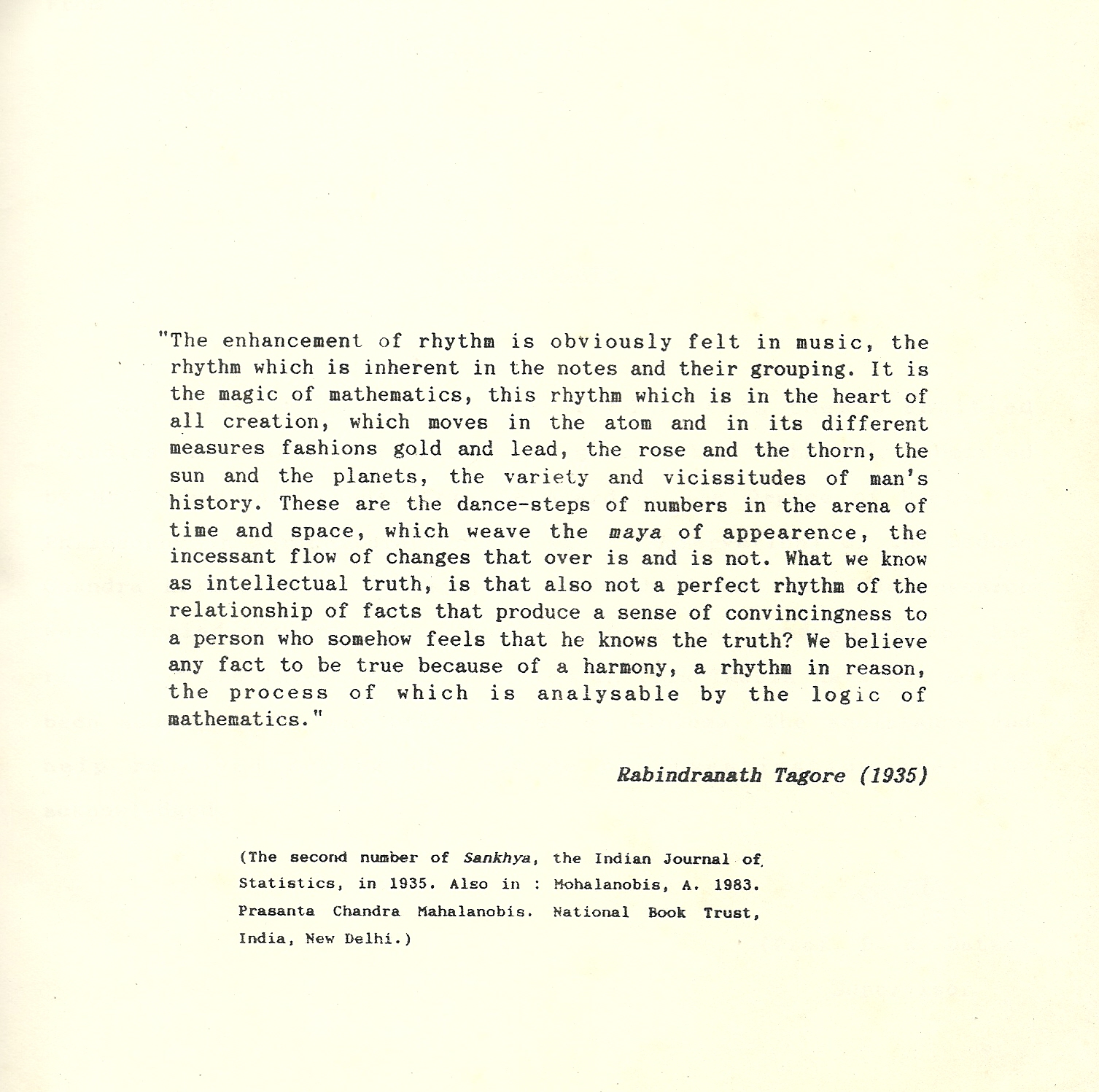 The Enhancement of Rhythm - Rabindranath Tagore The Enhancement of Rhythm - Rabindranath Tagore